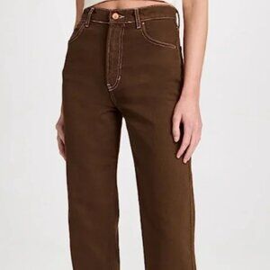 Reformation Cowboy High Rise Straight Jeans in Chocolate